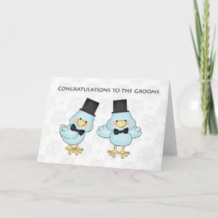 Cute Groom Birds, Gay Manar Bröllop Grattisar Kort