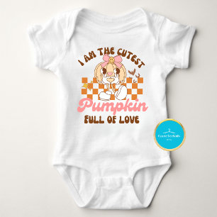 Cute Groovy Baby Pumpkin Halloween Baby Bodykostym T Shirt