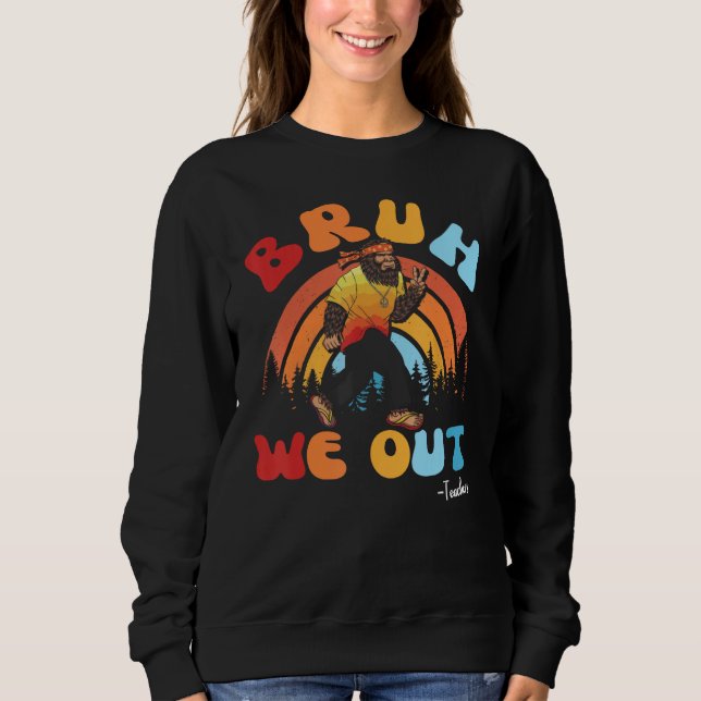 Cute Groovy Bruh We Out Teachers Summer With Big F T Shirt (Framsida)
