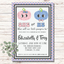 Cute Groovy Halloween Pumpkin Gender Reveal