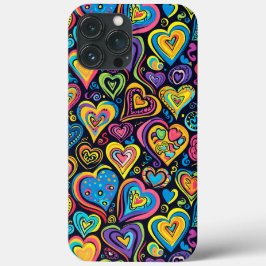 Cute Groovy Hippie Kärlek Hearts