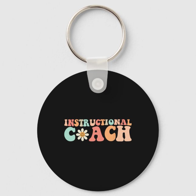 Cute Groovy Instructions Coach Crew Retro Tillbaka Nyckelring (Framsida)
