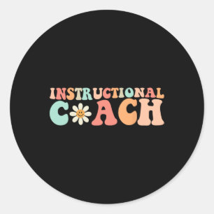 Cute Groovy Instructions Coach Crew Retro Tillbaka Runt Klistermärke