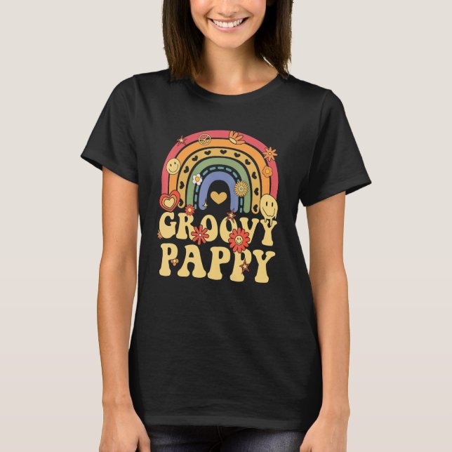 Cute Groovy Pappy Retro Groovy Rainbow T Shirt (Framsida)