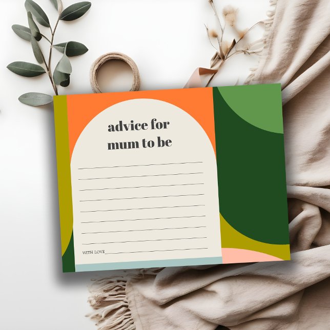 Cute Groovy Retro Arch Advice for Morsa Baby Showe Tilläggskort (Skapare uppladdad)