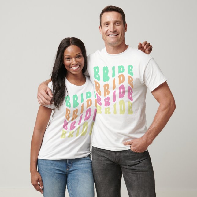 Cute Groovy Retro Bachelorette Party Bride T Shirt (Unisex)