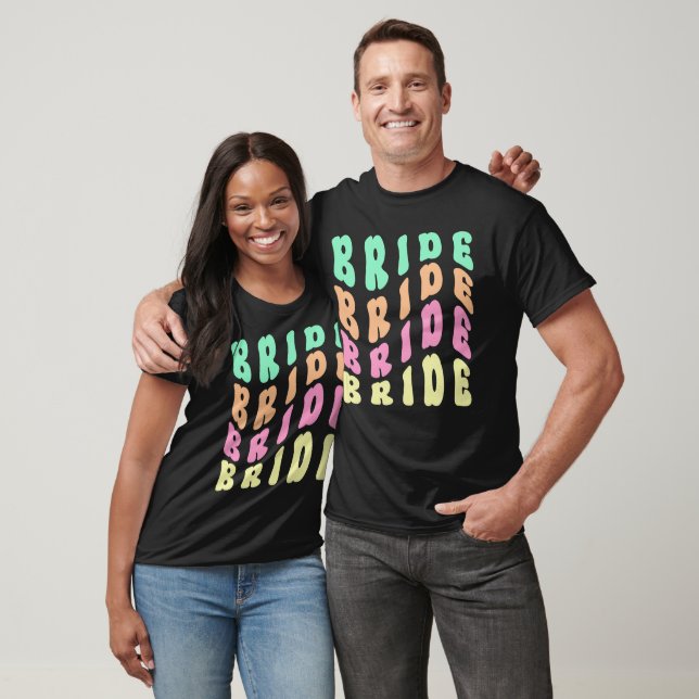 Cute Groovy Retro Bachelorette Party Bride T Shirt (Unisex)