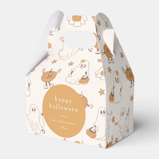 Cute Groovy Retro Ghost Pumpkin Halloween-Anpassni Presentaskar (Framsidan Sidan)