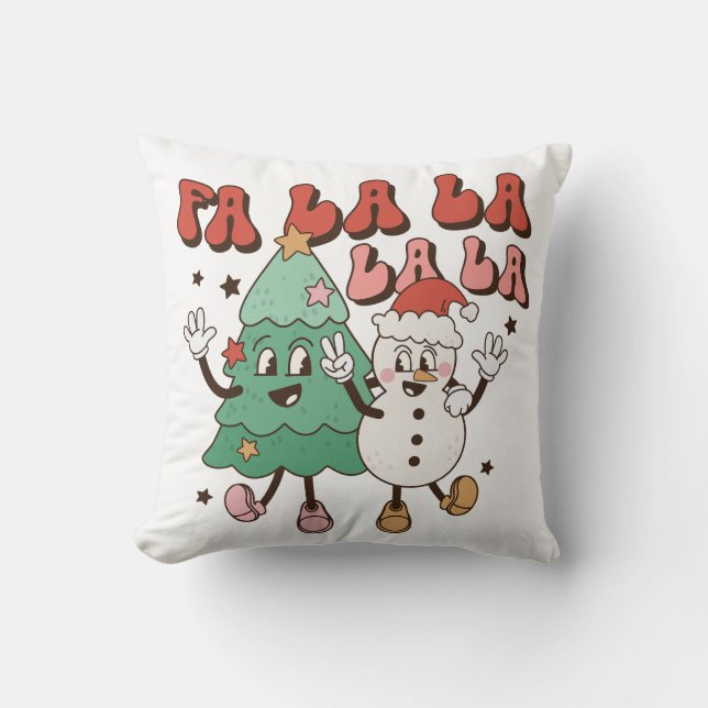 Cute Groovy Retro-jul Kudde (Framsida)