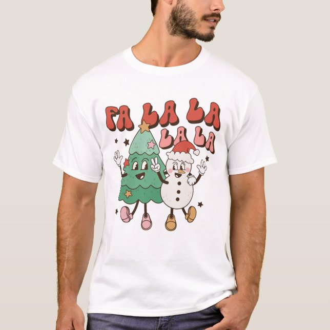 Cute Groovy Retro-jul T Shirt (Framsida)