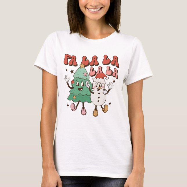 Cute Groovy Retro-jul T Shirt (Framsida)