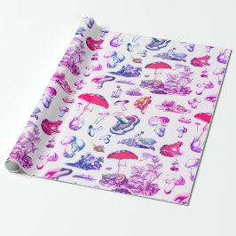 Cute Groovy Rosa Mushroom Frog Forest Mönster Presentpapper