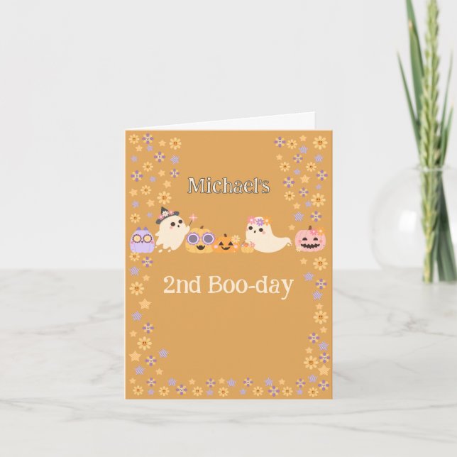 Cute Groovy Spooky Ghost Halloween Birthday Inbjudan (Framsida)