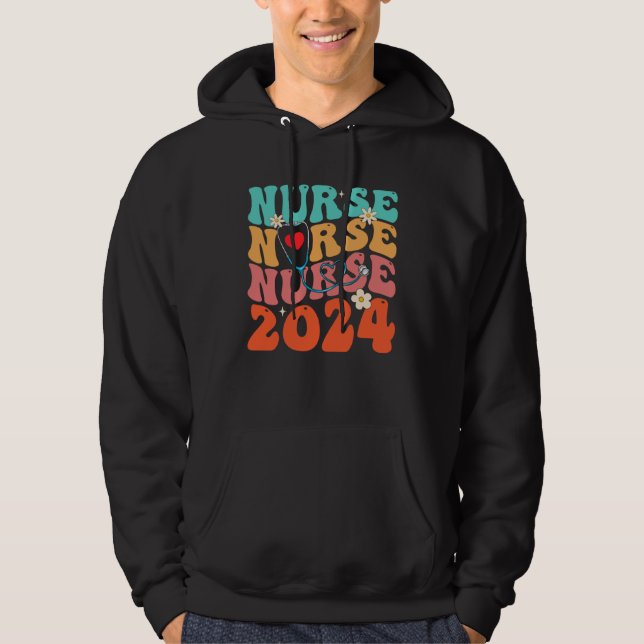 Cute Groovy Stethoscope Nurse Life Nursing Nurse W Hoodie (Framsida)