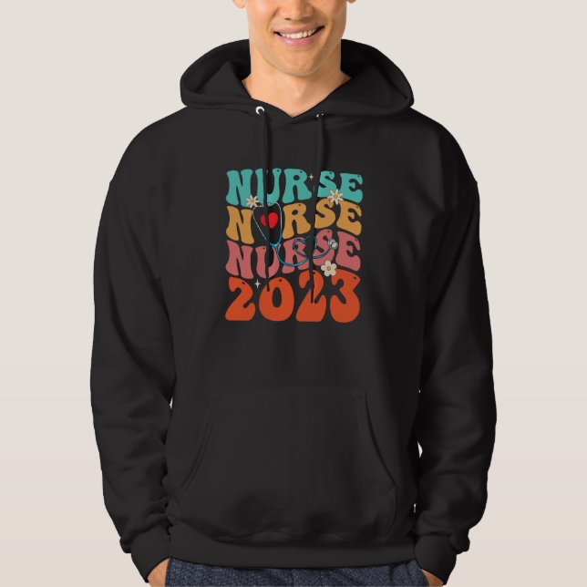 Cute Groovy Stethoscope Nurse Life Nursing Nurse W Hoodie (Framsida)