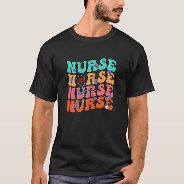 Cute Groovy Stethoscope Nurse Life Nursing Nurse W T Shirt (Framsida)