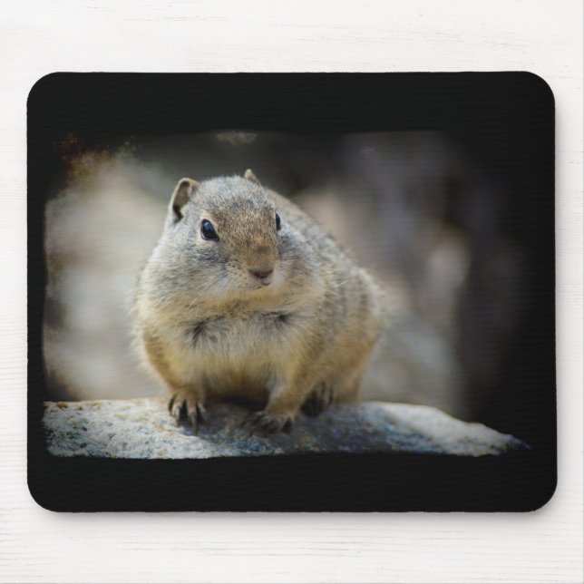 Cute Ground Squirrel Mouse Pad Black Gräns Musmatta (Framsidan)