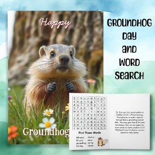 Cute Groundhog Day & Ord Search Kort