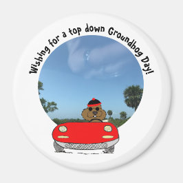 Cute Groundhog in Red Conversible Magnet