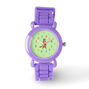 Cute Groundhog och Tulip Flowers Armbandsur