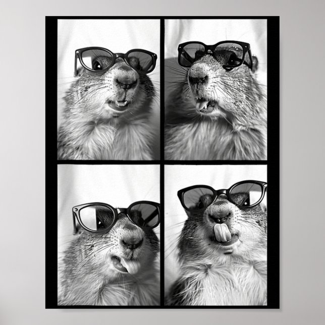 Cute Groundhogs Sungles Cool Forest Animal Photo B Poster (Framsidan)