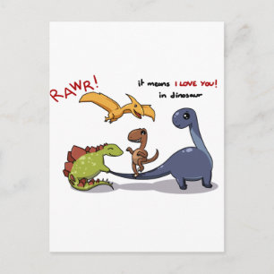 Cute Group of Dinosaurs Rawr Elak Vi kärlek er:) Vykort