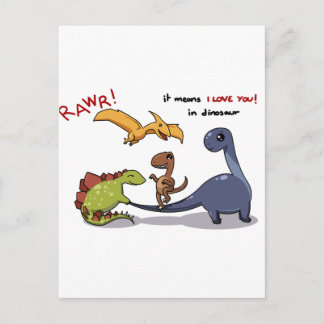 Cute Group of Dinosaurs Rawr Elak Vi kärlek er:) Vykort