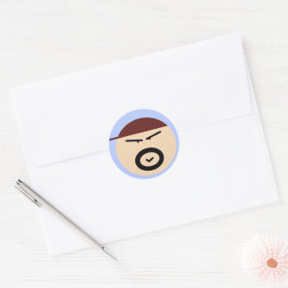 Cute Grumpy Man Circle Sticker Runt Klistermärke