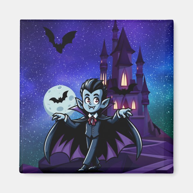 Cute, grym Halloween-vampyr Magnet (Framsidan)