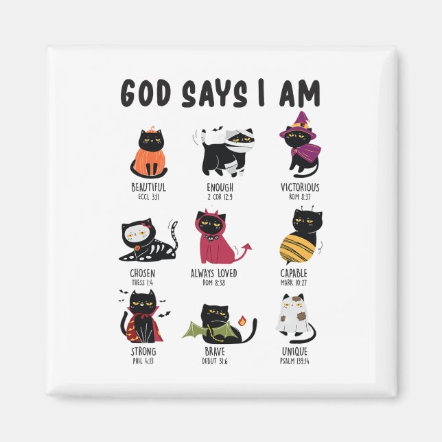 Cute Gud säger att jag är Cat Lover Funny Christia Magnet (Framsidan)