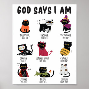 Cute Gud säger att jag är Cat Lover Funny Christia Poster