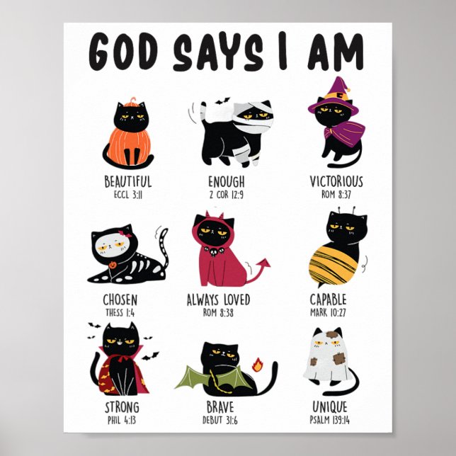 Cute Gud säger att jag är Cat Lover Funny Christia Poster (Framsidan)