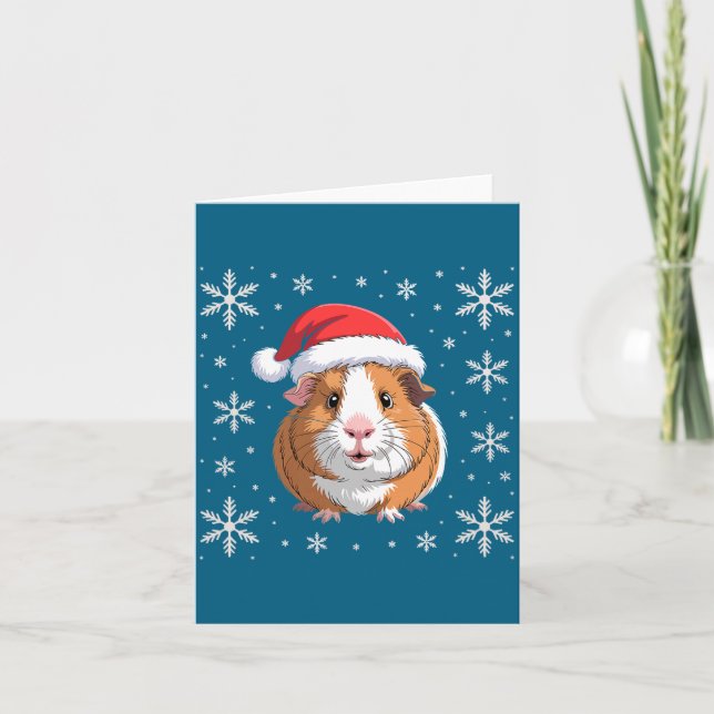 Cute Guinea G Wearing Santa Hat Christmas Premium  Kort (Framsida)