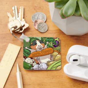 Cute Guinea Gris 100 % Veggie Carrot Tecknad Nyckelring