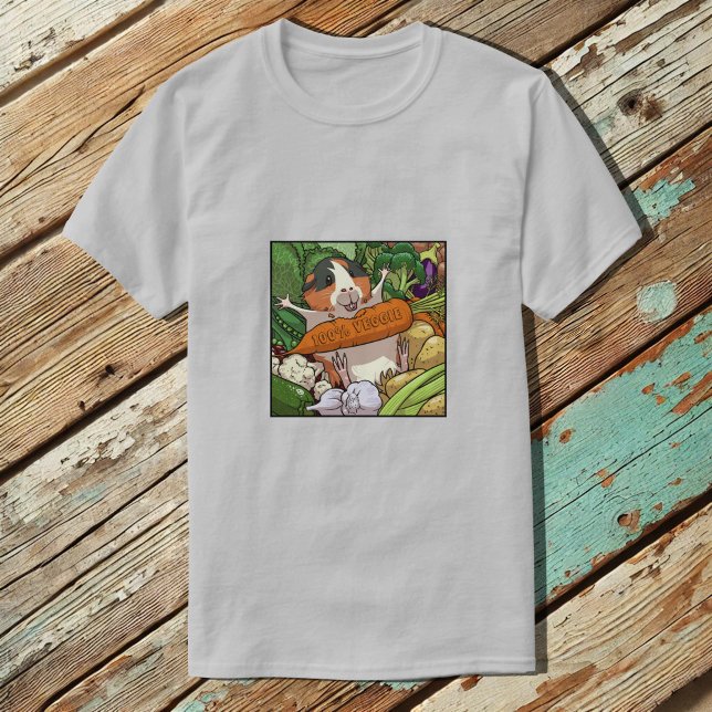 Cute Guinea Gris 100 % Veggie Carrot Tecknad T Shirt (Skapare uppladdad)