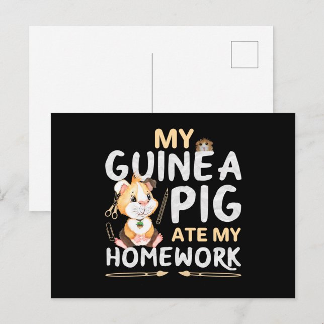 Cute Guinea Gris Ate Min hemläxa Vykort (Fram/baksida)