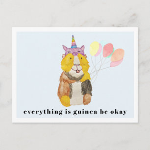 Cute Guinea Gris & Balloons Okej. Vykort