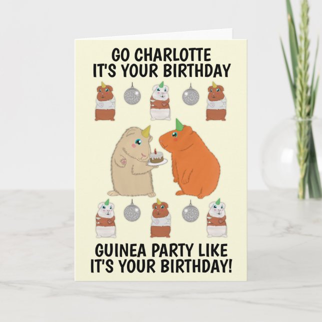 Cute Guinea Gris Birthday Kort (Framsida)