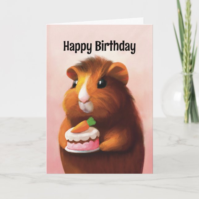 Cute Guinea Gris Birthday Tack Kort (Framsida)