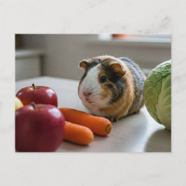 Cute Guinea Gris Cavia Apple Carrot-vykort Vykort