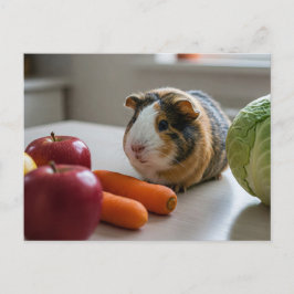 Cute Guinea Gris Cavia Apple Carrot-vykort Vykort