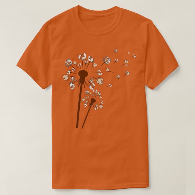 Cute Guinea Gris Dandelion Flower Funny Animal Kär T Shirt (Design framsida)