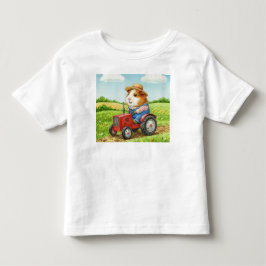 Cute Guinea Gris Farmer på Traktor i Fält T-Shirt