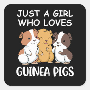 Cute Guinea-Gris-gåvor Girls Kawaii Guinea-Gris G Fyrkantigt Klistermärke