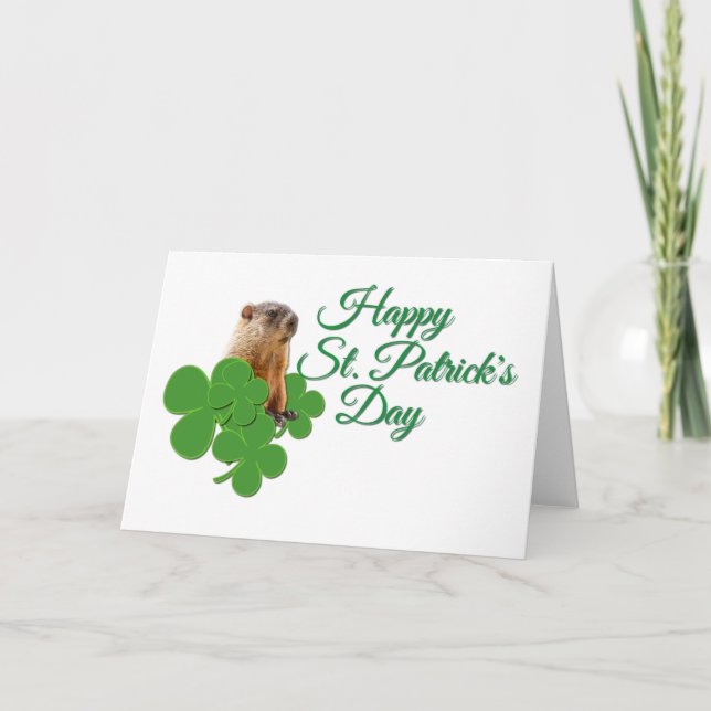 Cute Guinea Gris Grönt Saint patrick's day Kort (Framsida)