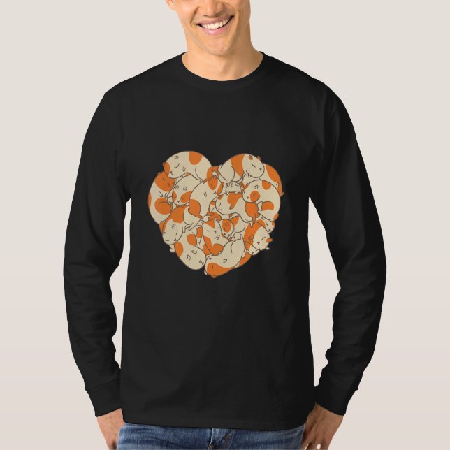 Cute Guinea Gris Heart Hårig Potato 1 T Shirt (Framsida)