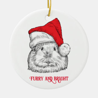 Cute Guinea Gris & hund med julhatt Julgransprydnad Keramik