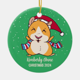 Cute Guinea Gris jul Snowy Winter Helgdag Julgransprydnad Keramik