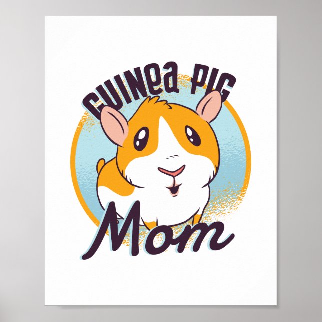 Cute Guinea Gris Mamma Kawaii Piggy Tonåring Kids  Poster (Framsidan)