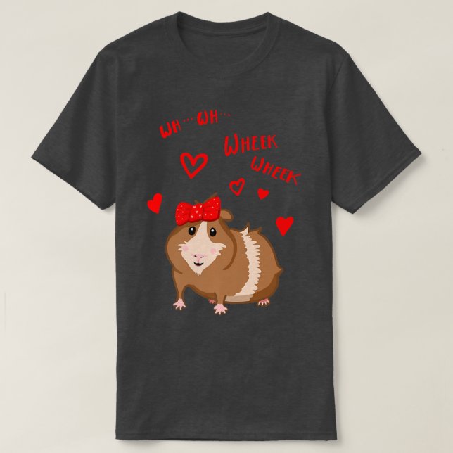 Cute guinea gris med bow Wheek Wheek-gåva T Shirt (Design framsida)